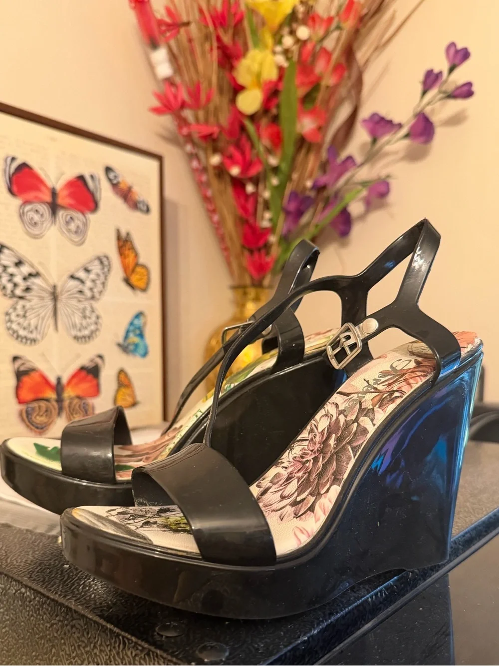 Black Women's Wedge Sandals - Stylish Platform Heels